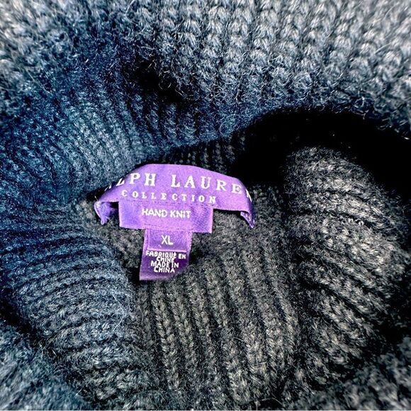 Ralph Lauren Collection Fall 2010 Hand Knit Black Alpaca Pointelle Turtleneck - Picture 9 of 16